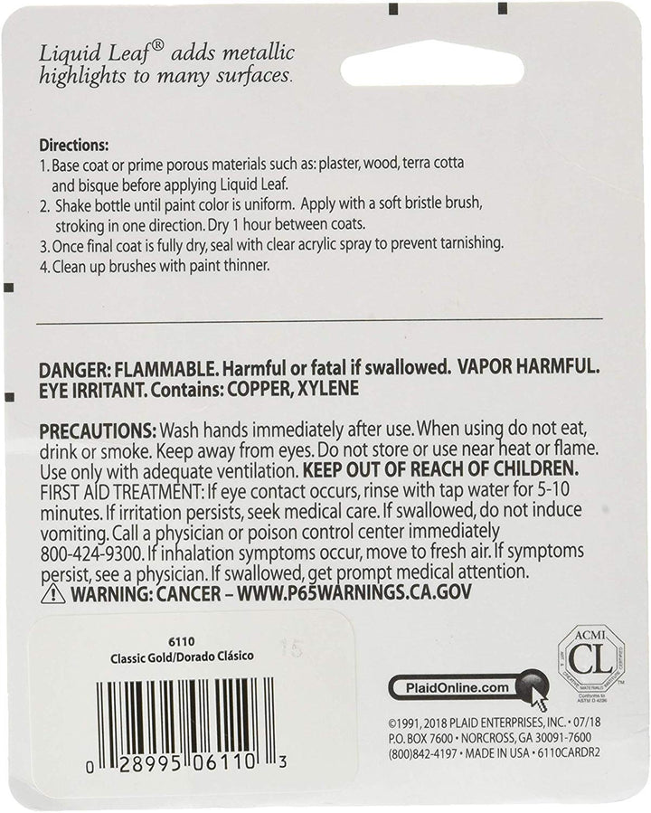 Plaid:Craft Liquid Leaf One Step Leafing Paint (Classic