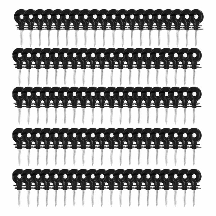 100pcs Black Electric Fence Insulators, Fence Ring Post Wood Post Insulator,Screw in Ring Insulators for Farm Animal Fencing (Grid System Accessories for Animal Husbandry Electronic)