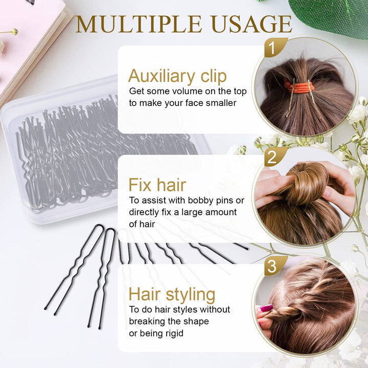 U Shaped Hair Pins, 80pcs of Bun Hair Pins for Women Girls with Storage Box(2.4 Inch)