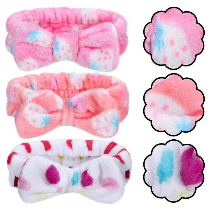 3 Pack Microfiber Bowtie Headbands Makeup Headbands Wash Spa Yoga Sports Shower Facial Adjustable Hair Band for Girls and Women (Color Set 4) : Color Set 4