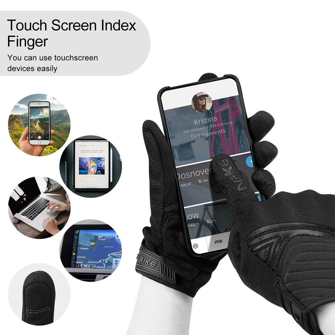 Breathable Mesh Motorcycle Gloves Touchscreen With TPR Palm Pad Hard Knuckles Black Medium