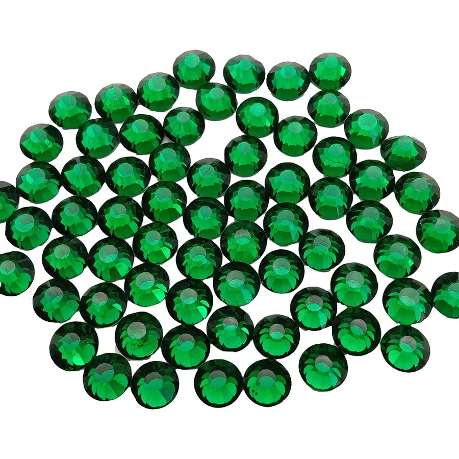 Glass Crystal Flatback Rhinestones for Nail Art and Craft, Round Stone Gems Sparkly Diamond (SS20 / 720pcs, Emerald)