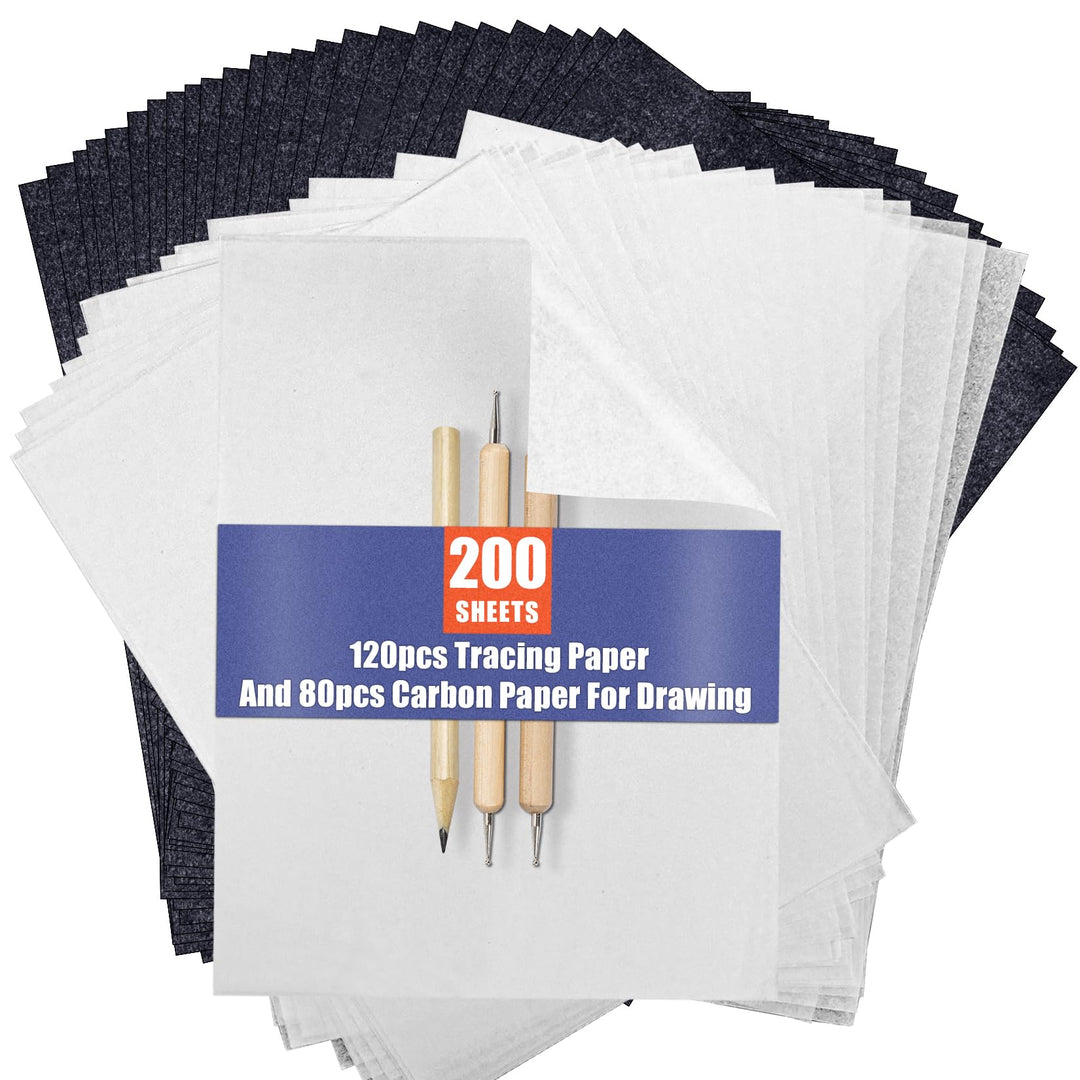 Transfer Paper Tracing Paper for Drawing Trace Paper - PSLER Translucent Tracing Paper on Artist Lettering Sketch Drawing for Pencil Ink Markers (Black &Transparent)