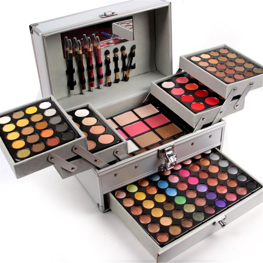 All-in-One Holiday Makeup Gift Set Xmas Essential Starter Bundle Include Eyeshadow Palette Lipgloss Concealer Blush Eyebrow Foundation Face Powder Eyeliner Pencil