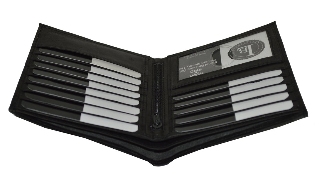 Leatherboss Genuine Leather RFID blocking Hipster Tall Credit Card Holder Wallet for men, Black