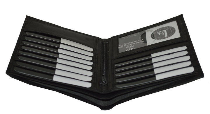 Leatherboss Genuine Leather RFID blocking Hipster Tall Credit Card Holder Wallet for men, Black