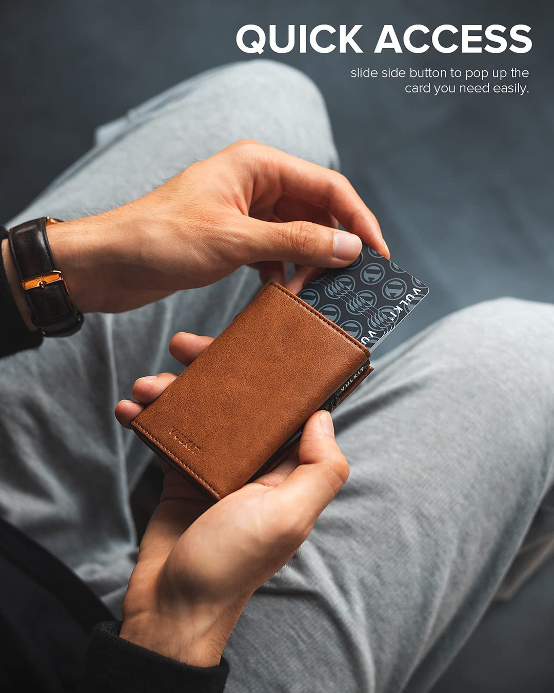 Men&#39;s Leather Magnetic Closure Pop Up Contemporary Card Holder Wallet with Coin Pocket With ID Window (Brown, One Size)
