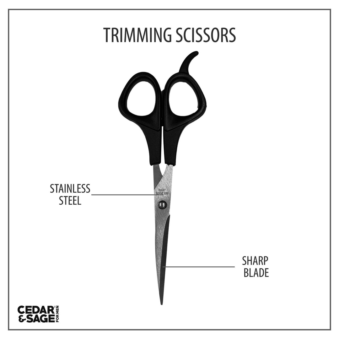Cedar &amp; Sage, At-Home DIY Hair Trimming Set, Includes Trimming Scissors, Trimming Shears, Comb, 3 Count, Black, Medium (CS8982)