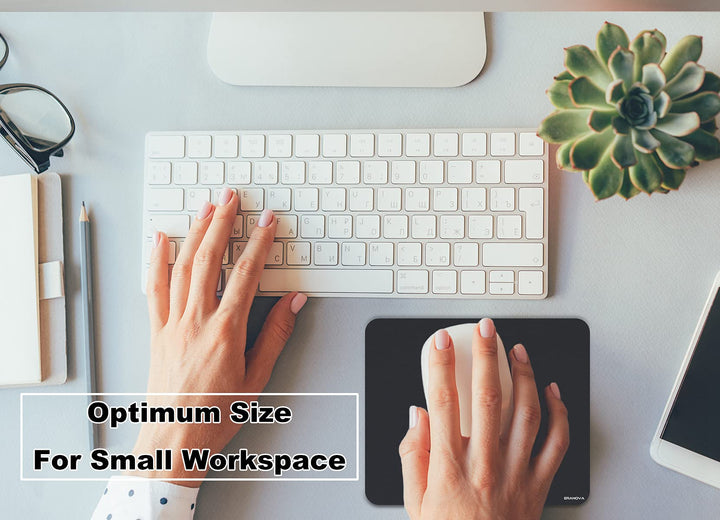 Mini Mouse Pad, Small Mouse Pad 5x6 Inch Ultra Thick Non-Slip Base Portable Washable Tiny Black Mouse Mat for Laptop Wireless Mouse Traveling