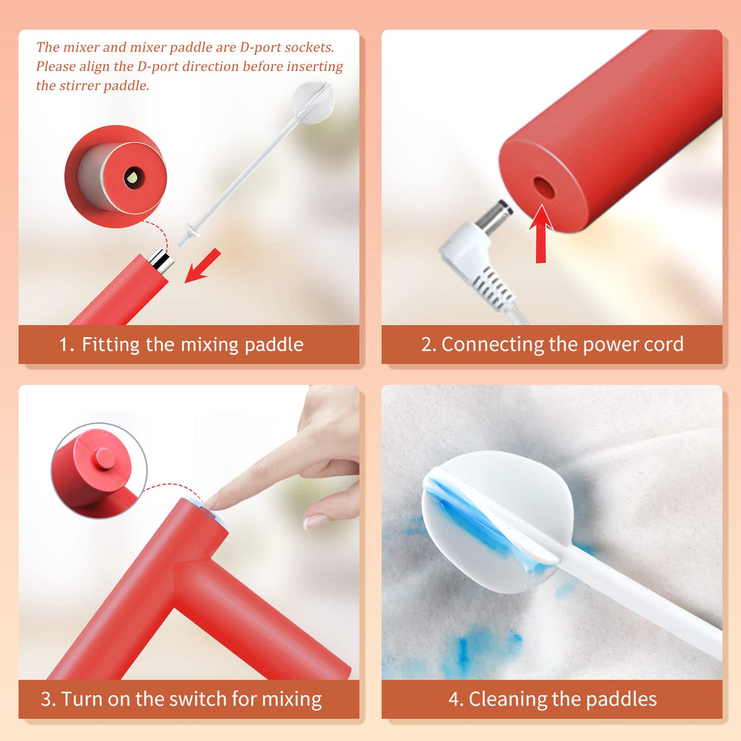 Epoxy Resin Mixer, Handheld USB Powered Resin Stirrer for Without Bubbles, Glitter Resin, Glazes and Paint, Resin Molds Mixing, Epoxy Glitter Tumblers Cups Making (Included 2 Pcs Paddles)