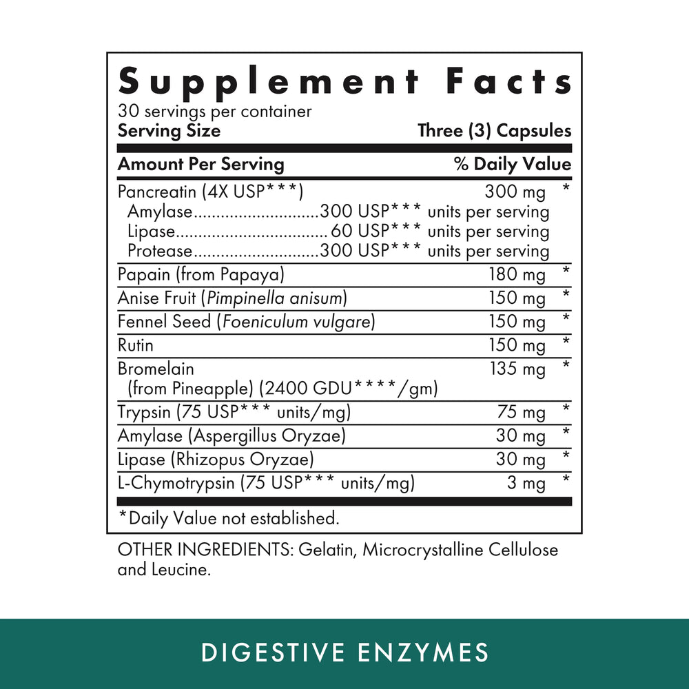 Health Naturopathic Programs Digestive Enzymes - 90 Capsules - Assists in Digesting Protein, Fats, Starch, Dairy & Carbohydrates - 30 Servings
