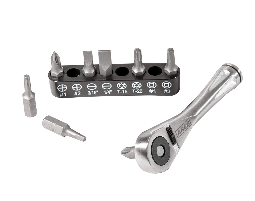 70040-1/4-Inch Drive Close Quarter Micro Bit Ratchet | Mini Screwdriver with High Torque 72-Tooth Gearhead - 5 Degree Sweep - Spring Loaded Detent Ball Bit Holder