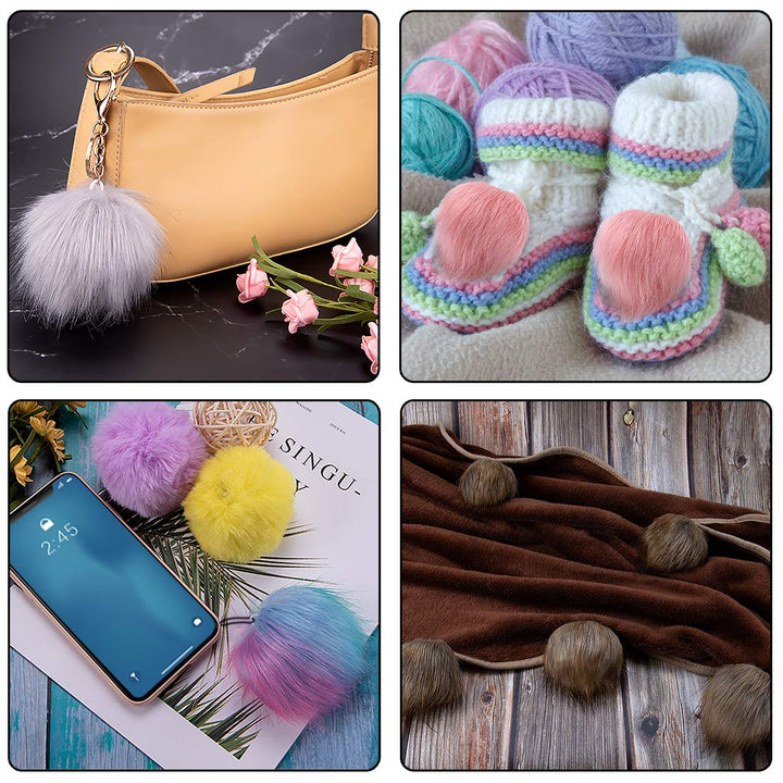 SIQUK 46 Pieces Faux Fur Pom Pom Balls DIY Faux Fox Fur