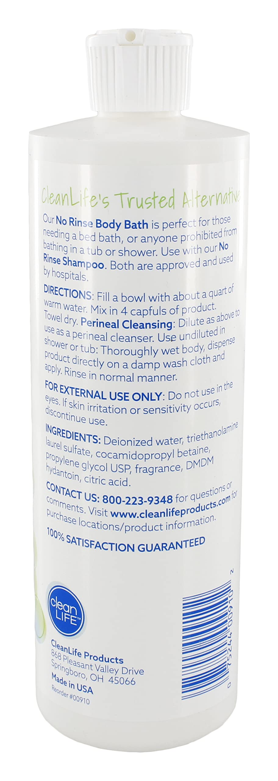 Body Bath, 16 fl oz - Leaves Skin Clean, Refreshed and Odor-Free, Rinse-Free Formula (Pack of 3) - Makes 16 Complete Baths Per Bottle