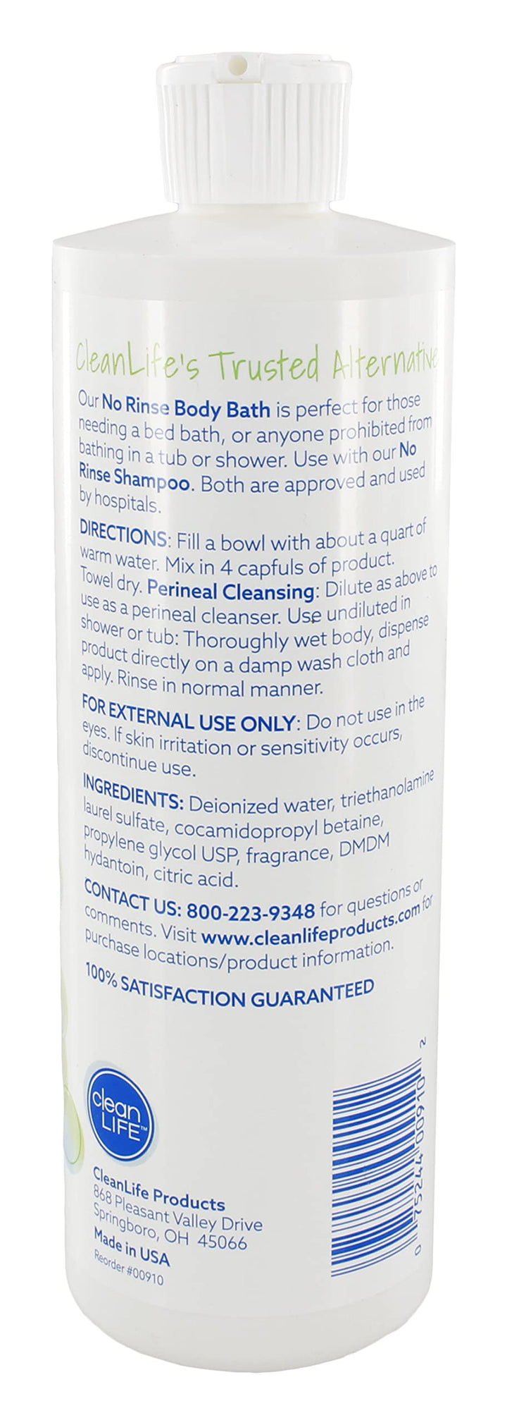 Body Bath, 16 fl oz - Leaves Skin Clean, Refreshed and Odor-Free, Rinse-Free Formula (Pack of 3) - Makes 16 Complete Baths Per Bottle