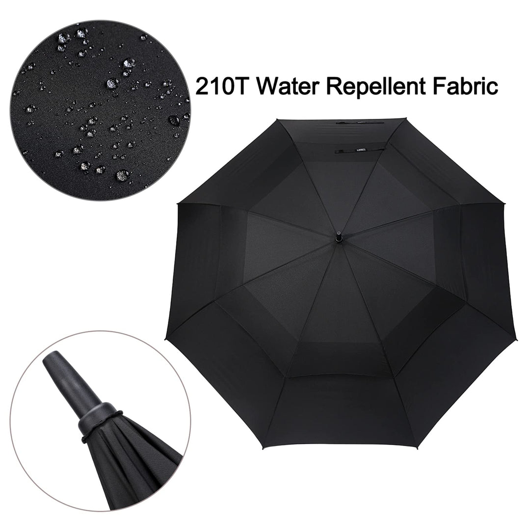 72 Inch Huge Large Oversize Golf Umbrella Automatic Open Double Canopy Vented Windproof Stick Umbrellas, 6 Ft Heavy Duty Outdoor Doorman Umbrella Family Umbrella(Black)