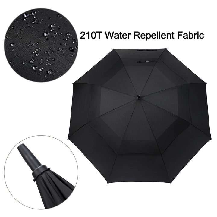 72 Inch Huge Large Oversize Golf Umbrella Automatic Open Double Canopy Vented Windproof Stick Umbrellas, 6 Ft Heavy Duty Outdoor Doorman Umbrella Family Umbrella(Black)