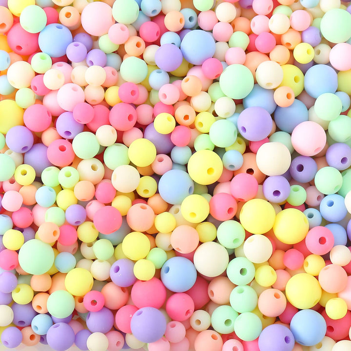 Color Beads Acrylic Round Beads Pastel Round Bead for DIY Necklace, Bracelet, Earring Jewelry Making (6mm-890pcs)