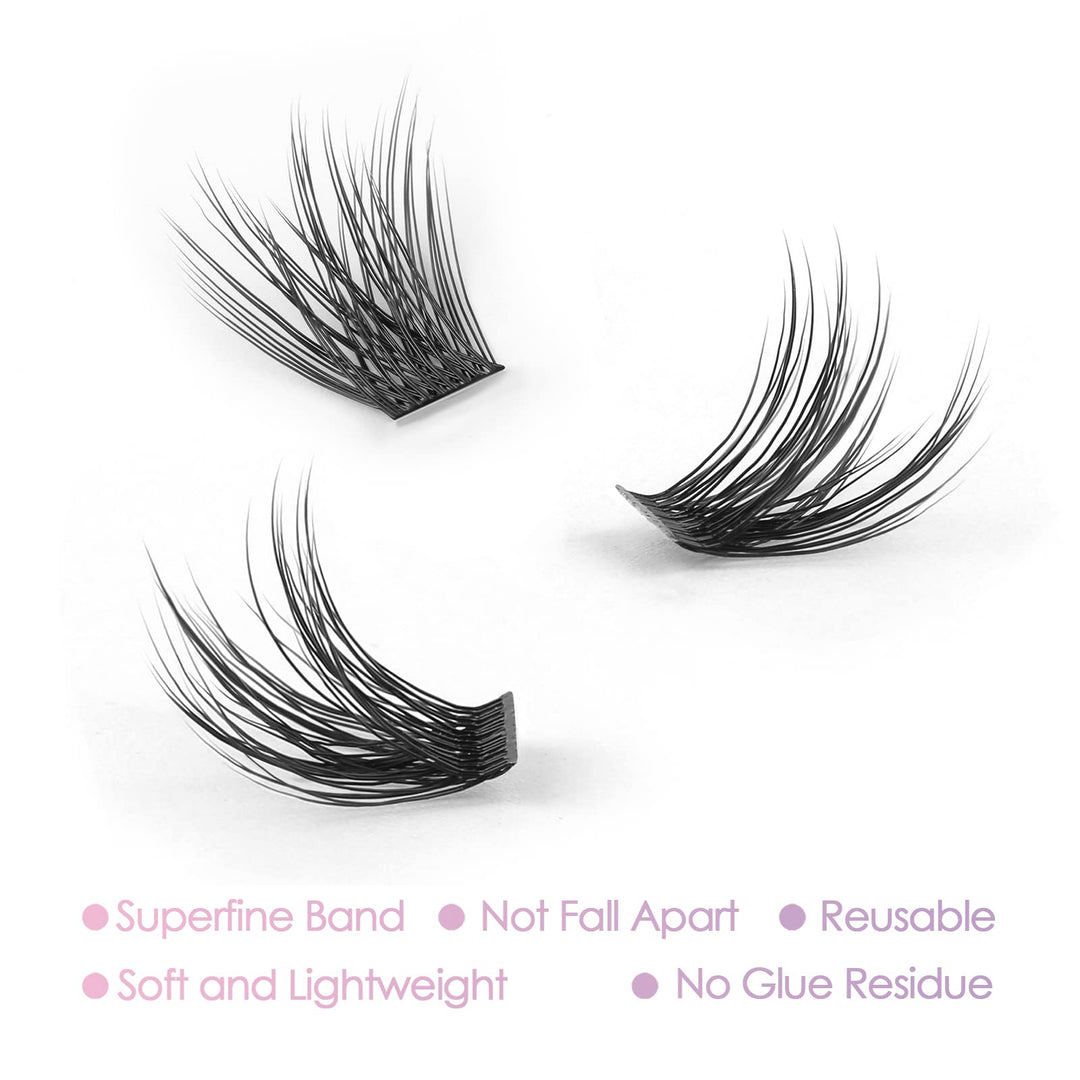 DIY Eyelash Extension, Individual Lashes, 3D Effect Reusable 40 Cluster Lashes, C Curl Fluffy Wispy Individual Eyelash Clusters for Home Eyelash Extensions (Fluffy-12mm), 40 Count (Pack of 1)