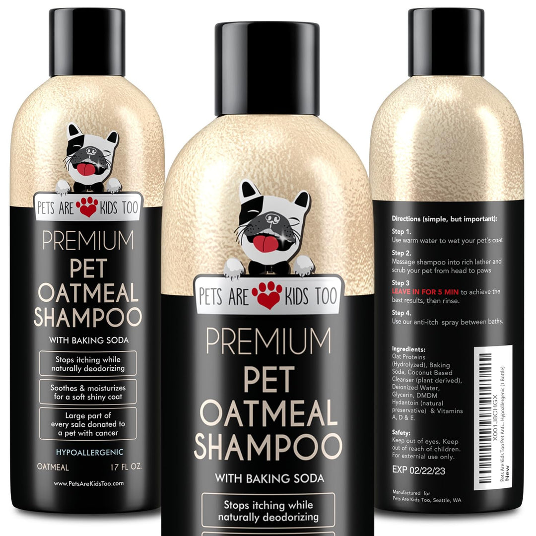Oatmeal Dog Shampoo Baking Soda Hypoallergenic Anti Itch Moisturizing Soothing Deodorizing Pet Care Safe Puppy Shampoo Sensitive Skin Cat Shampoo - Coconut Based Cleanser 17 fl oz