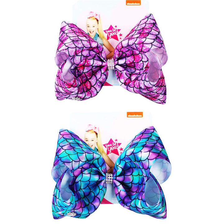 2 Pack Siwa Style Hair Bows for Girls -8 Inch Large Ribbon Hair Bows Alligator Clips Hair Barrettes Accessories Mermaid Bows Best Xmas Gift