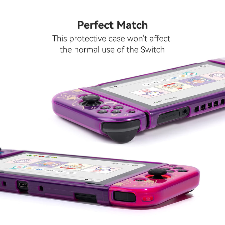 Soft TPU Protective Case Slim Cover Case Compatible with Nintendo Switch and Joy-Con - Shock-Absorption and Anti-Scratch -Jellyfish Cat