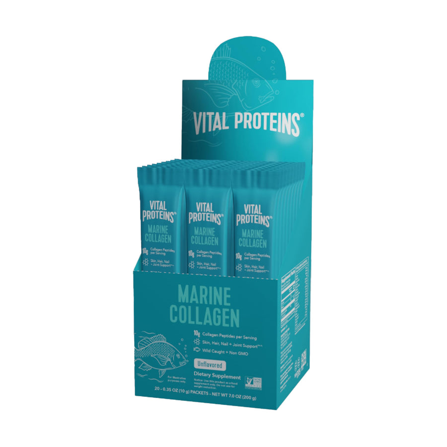 Marine Collagen, Wild-Caught, Non-GMO Project Verified, Unflavored Stick Packs (10g) (Box of 20)