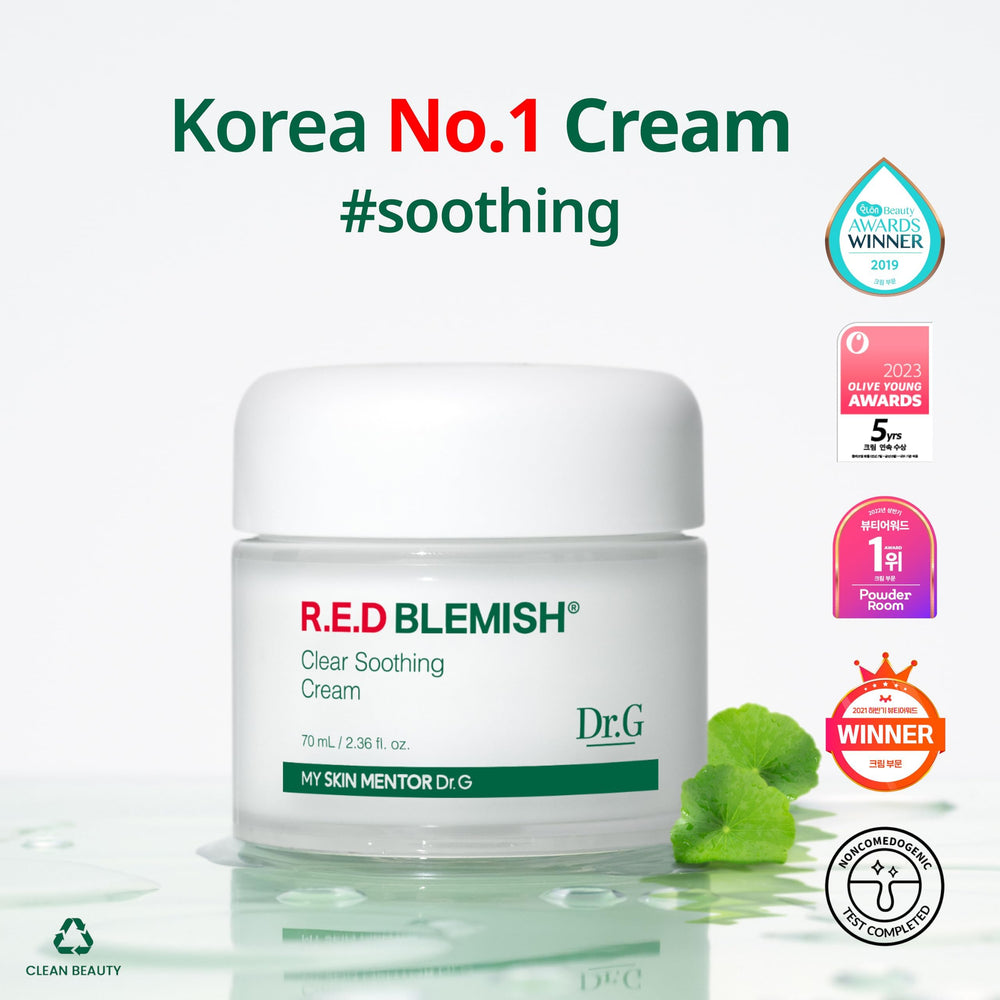 Red Blemish Clear Soothing Cream, 70ml - Moisturizing Recovery Cream for Sensitive Acne-Prone Skin; Cica Soothing Moisturizer, Korean Skin Care, Korean Skincare, Kbeauty, K Beauty, Korean Beauty