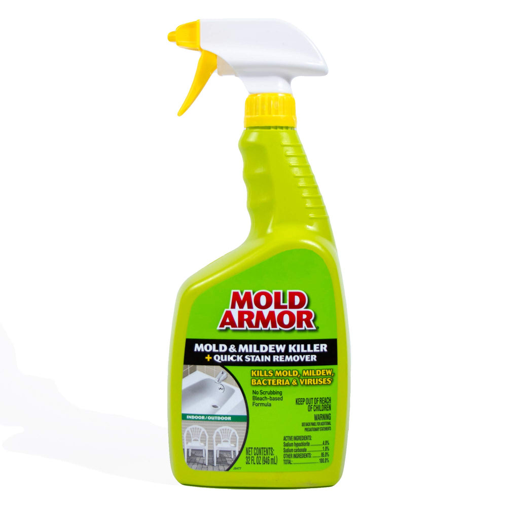 Mold and Mildew Killer + Quick Stain Remover, 32 oz., Trigger Spray Bottle, Eliminates 99.9% of Household Bacteria and Viruses, Ideal Bathroom Mold and Mildew Remover