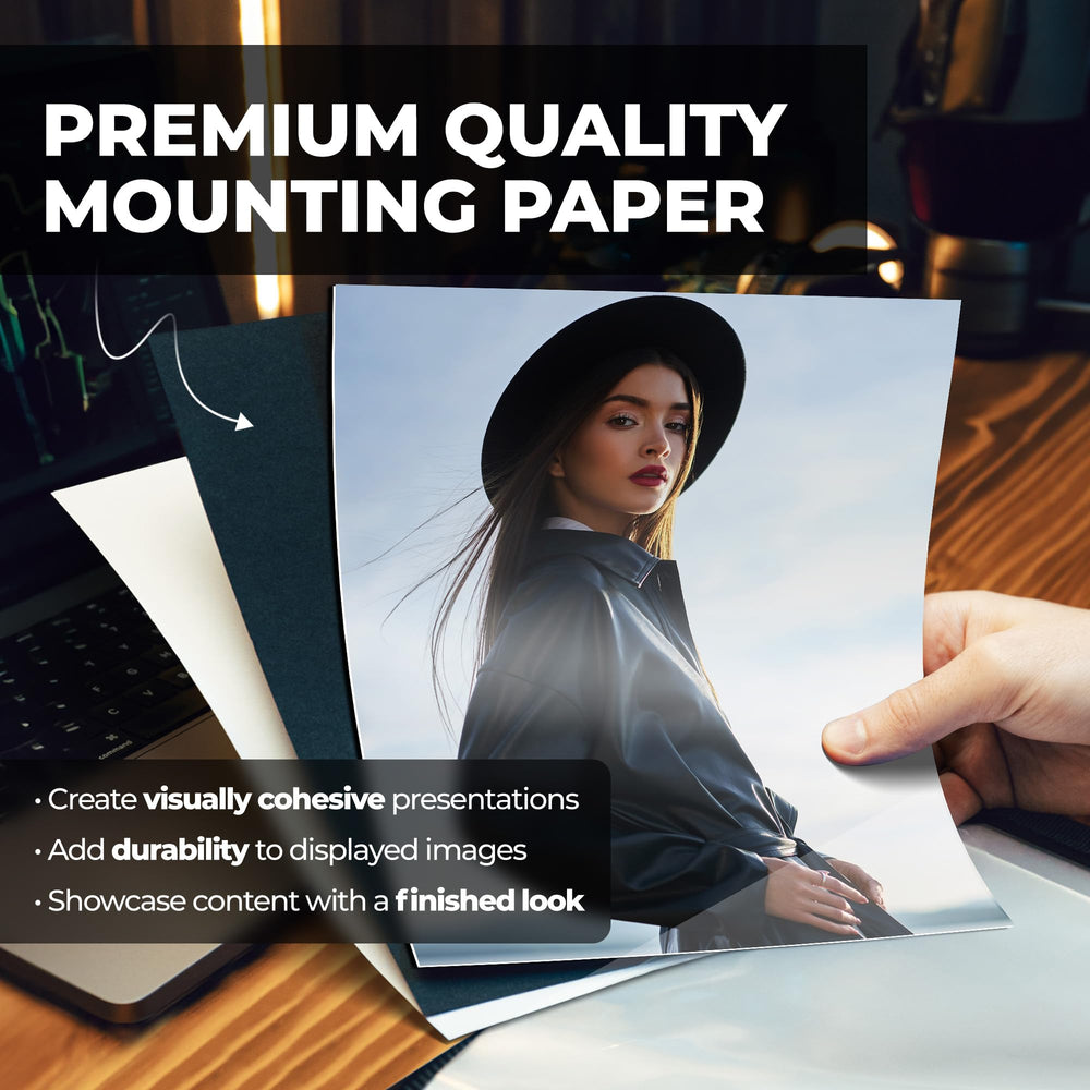 Photo Album 8x10 (Black) with Black Mounting Paper, 8 x 10 Photo & Art Portfolio Presentation Book, 24 Clear Sleeves, Each Shows 48 Pages, Professional Photography Book for Pictures, Artwork