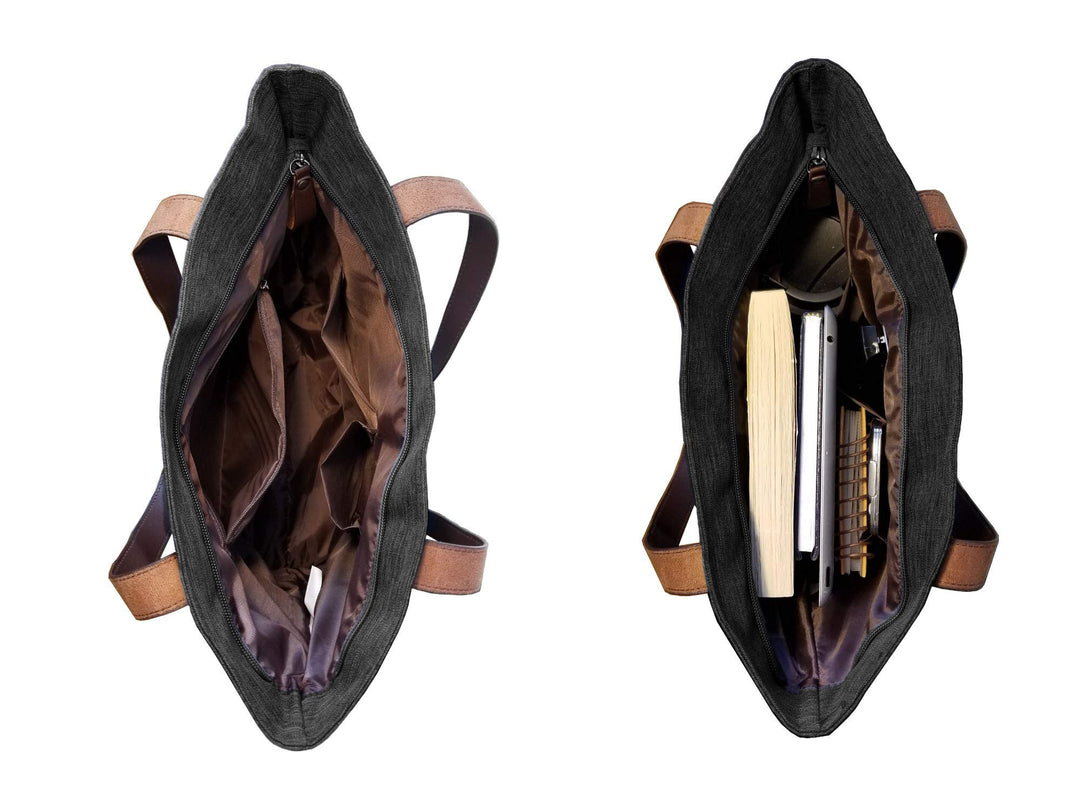 Shoulder Tote Bag Purse Top Handle Satchel Handbag For Women Work College Travel Business Shopping Casual (Black) Upgraded