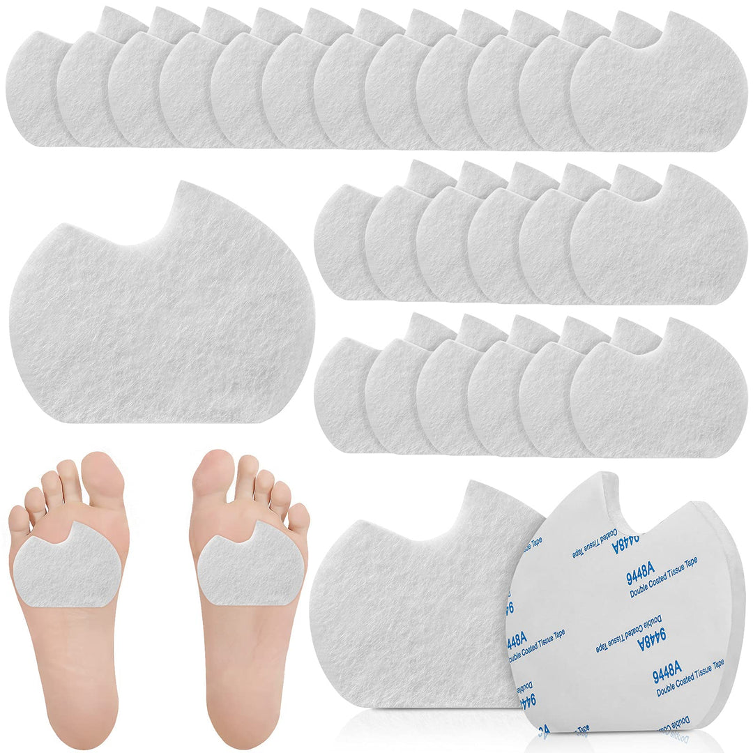 24 Pieces Foot Pads for Dancer Sesamoiditis Pads for Ball of feet Pain Felt Forefoot Cushion Pads Self-Adhesive Foot Cushion Pads for Men Women Dancing Pain Relief (White)