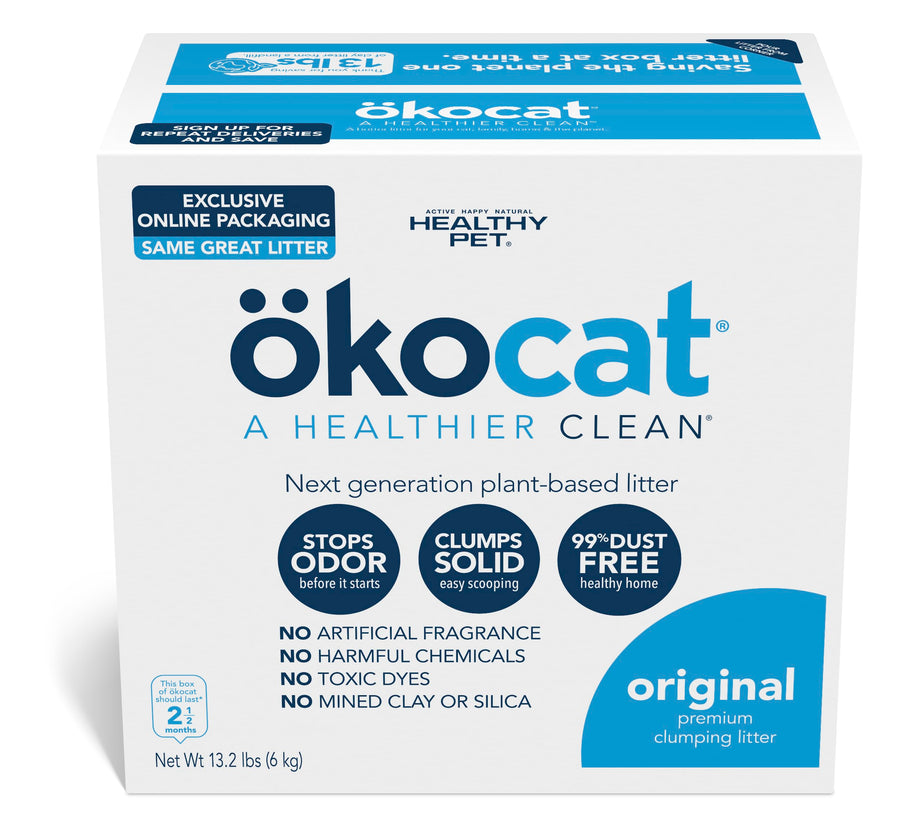 ökocat Original Wood Clumping Cat Litter, Unscented, 13.2 pounds - Natural Ingredients, Stops Odor, Clumps Solid, 99% Dust Free, Great for All Cats
