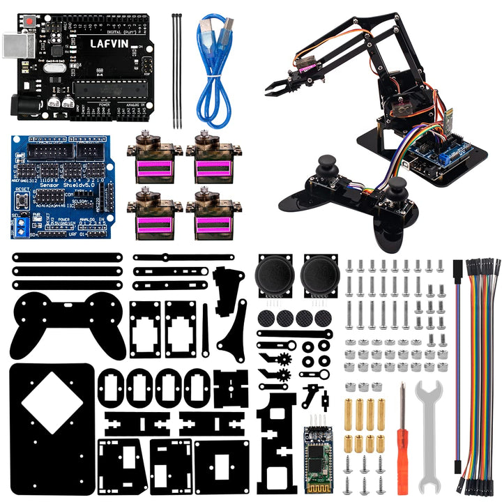 4DOF Acrylic Robot Mechanical Arm Claw Kit compatible with Arduino IDE DIY Robot with CD Tutorial