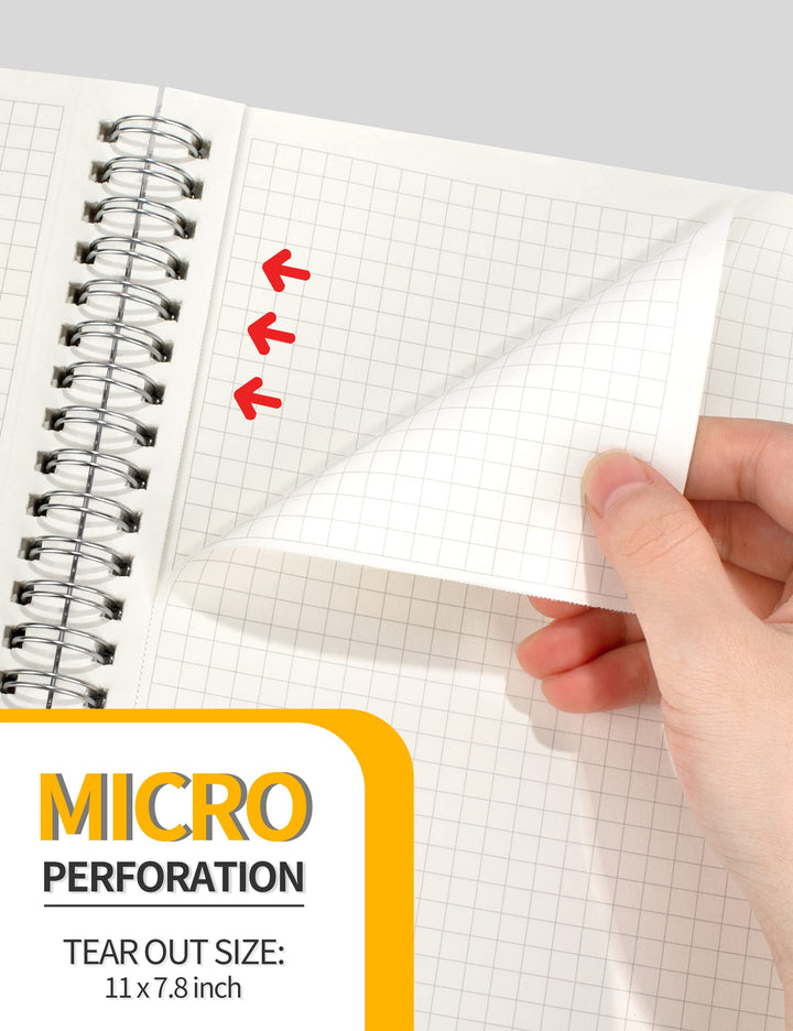 SUNEE Graph Paper Notebook - 3 Pack Large Spiral Grid N