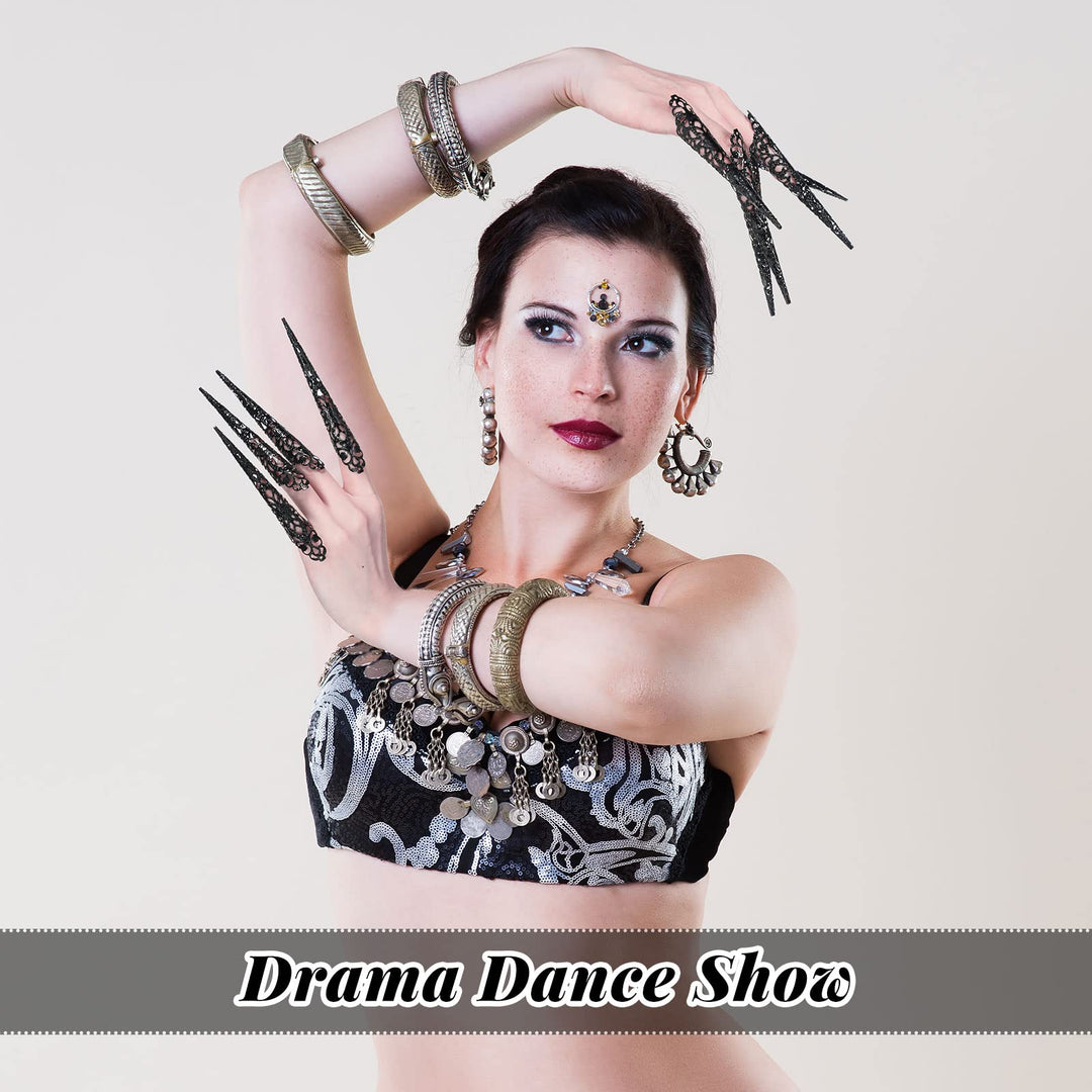 20 Packs halloween Finger Nail Claw Rings Ancient Queen Fingernail Claw Metal Finger Knuckle Claw for Halloween Women Cosplay Costume Drama Dance Show (Gold, Silver)