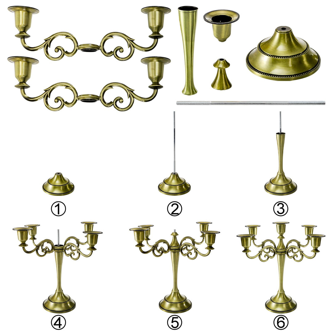 YOUEON 5 Arm Brass Candelabra, Candelabra Candle Holder, 10 Inch Tall Candlesticks Holder, Elegant Taper Candle Holder Centerpiece for Wedding, Church, Halloween, Dining, Home Decor