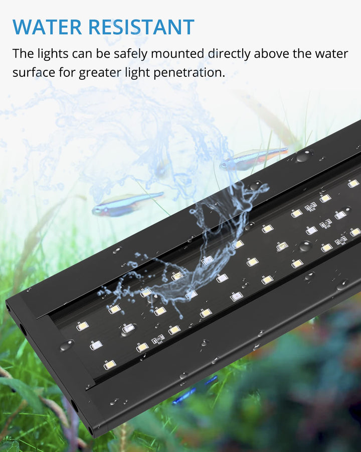 Full Spectrum Planted LED Aquarium Light, with Timer, for Freshwater Fish Tank, IP67, 24-30 Inch, 16 Watts