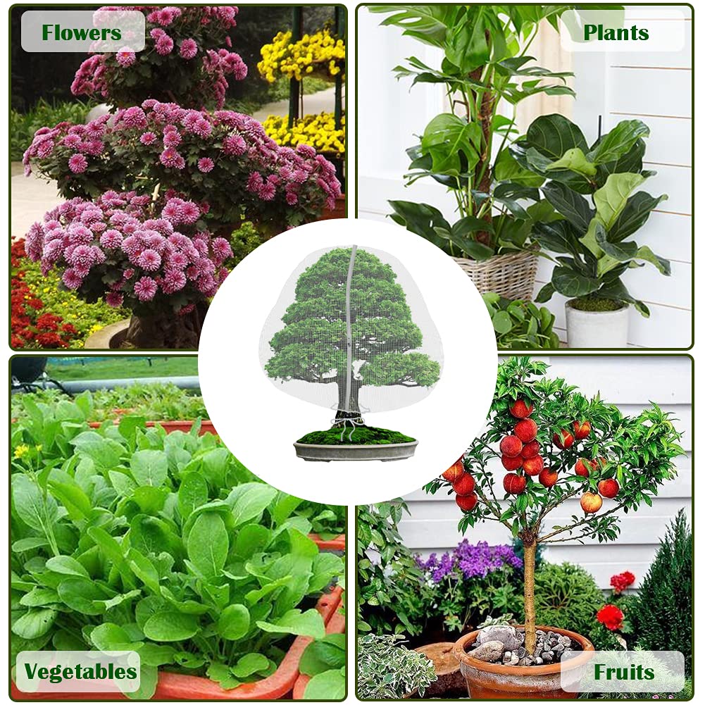 Garden Plant Cover Plant Protection Netting Bags with Zipper Fruit Tree Netting Cover Large Garden Mesh Netting Plant Net Cover Bags for Protecting Plants Trees Fruits Flowers 72x76 inch(White, 1Pack)