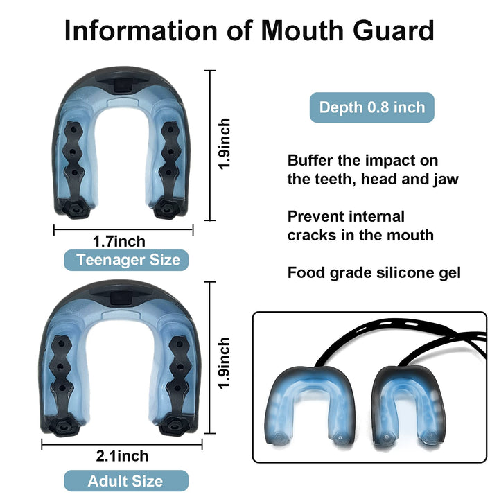 2pcs Sports Mouth Guard with Case for Adult and Youth, Gum Shield, Mouldable Mouthguard for Boxing, MMA, Rugby, Martial Arts, Judo, Lacrosse, Hockey and All Contact Sports (Adult, Blue-2pcs)