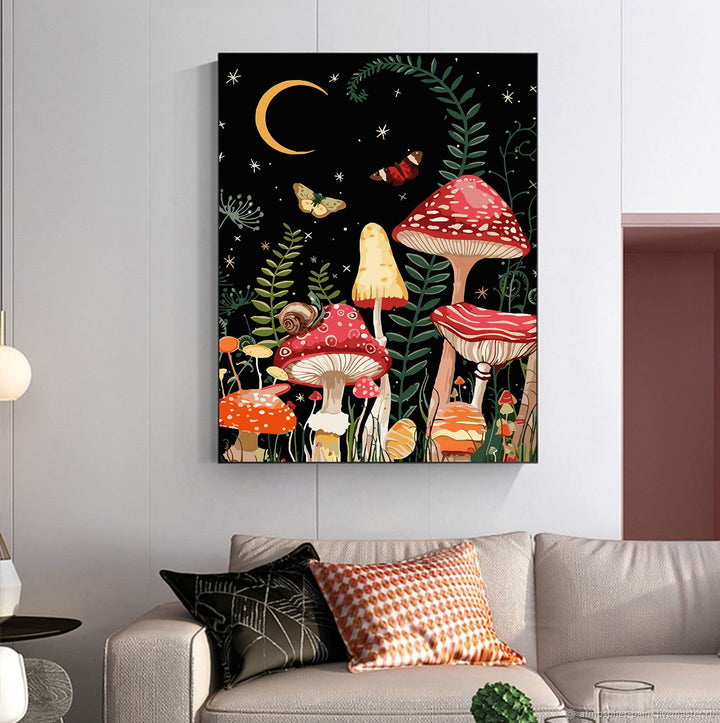 Paint by Number for Adults Beginner, DIY Painting by Numbers Kits for Adults Kids Paint Kits Canvas Gifts Arts Crafts for Home Decor Moon Mushroom Forest Butterfly 16x20 Inch