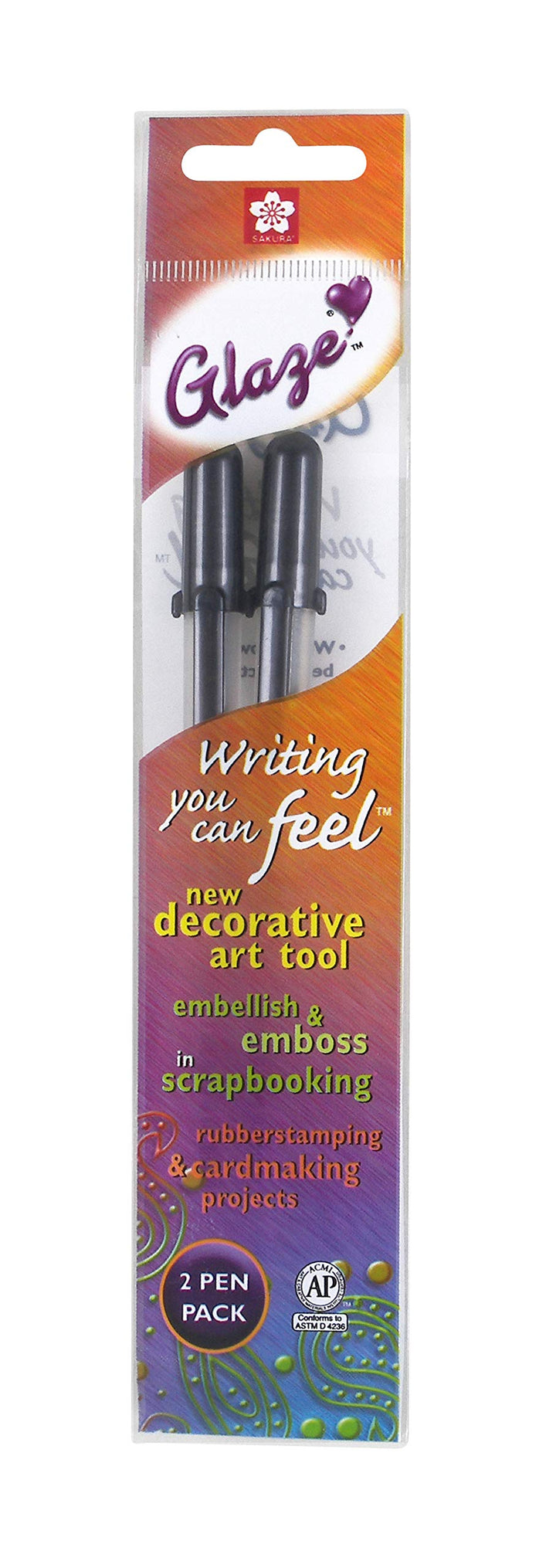 Sakura 38495 2-Piece Glaze 3-Dimensional Glossy Ink Pen Set, Gloss Black