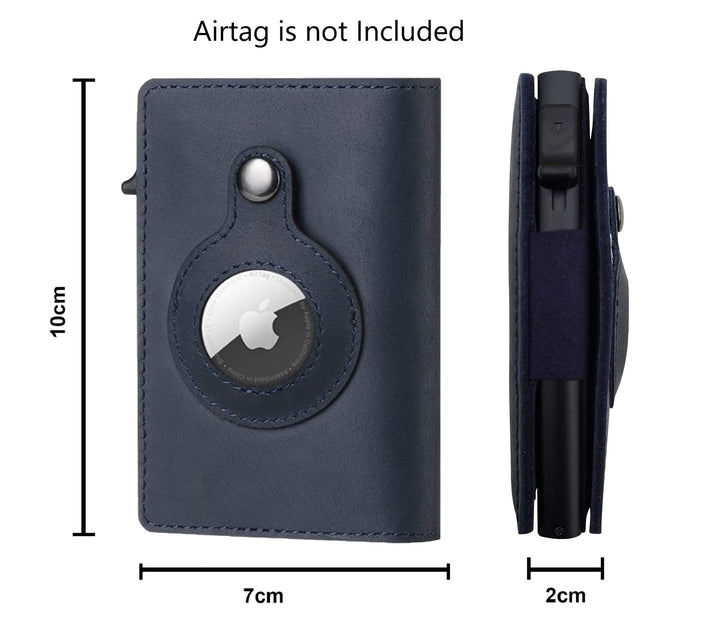 Airtag Wallet Case - Genuine Designer Leather Wallet for Men - 5-6 Pop Up Credit Cards Money Holder, RFID Blocking - Slim, Thin, Trifold Wallet Air Tag Holder - Magnetic Close (Carbon Fiber)