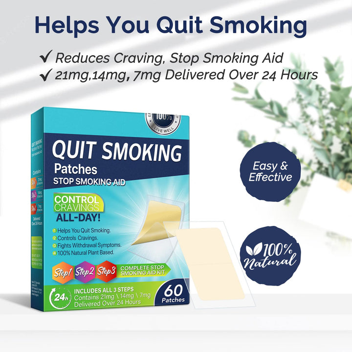 Quit Smoking Patches,Steps 1 Through 3 to Quit Smoking,Stop Smoking Aid, 21mg, 14mg, 7mg Easy and Effective Anti-Stickers, Best Product to Help Stop, 60 Patches