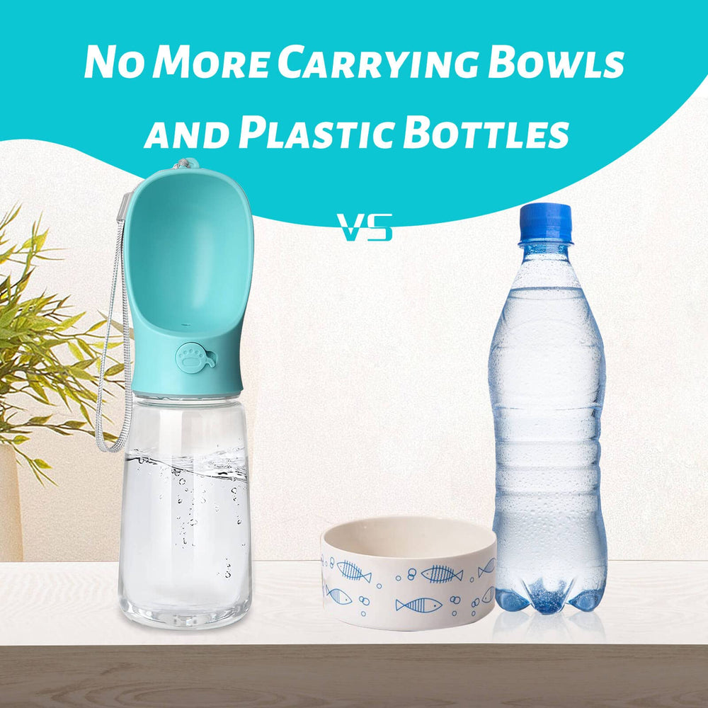 Dog Water Bottle, Leak Proof Portable Puppy Water Dispenser with Drinking Feeder for Pets Outdoor Walking, Hiking, Travel, Food Grade Plastic (19oz Blue)