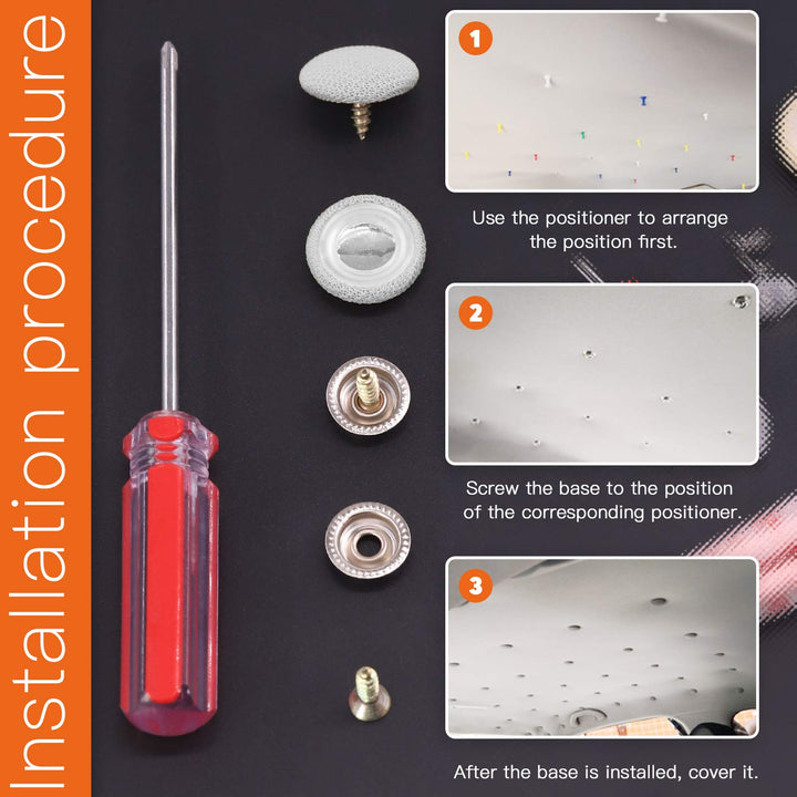 152 Pcs Headliner Repair Button Replacement Set with Roof Rivets Snap, Retaining Pin and Pushpins, Weatherstrip Interior Ceiling Cloth Fixing Screw Cap Roof Repair Buckle for All Cars (Gray)