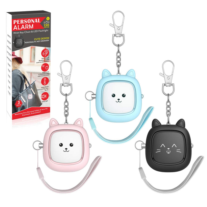 Safe Sound Personal Alarm, 3 Pack 130 dB Loud Siren Song Emergency Self-Defense Security Alarm Keychain with LED Light, Personal Sound Safety Siren for Women, Men, Children, Elderly