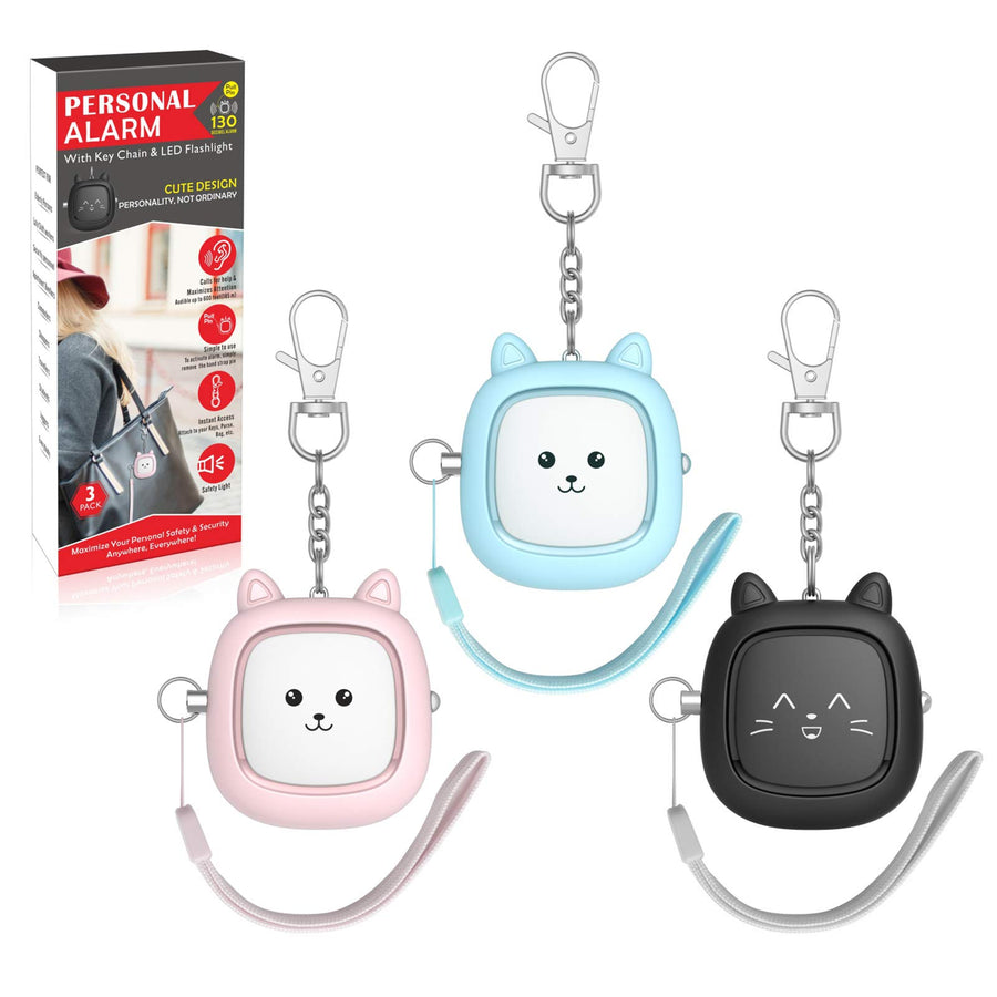 Safe Sound Personal Alarm, 3 Pack 130 dB Loud Siren Song Emergency Self-Defense Security Alarm Keychain with LED Light, Personal Sound Safety Siren for Women, Men, Children, Elderly