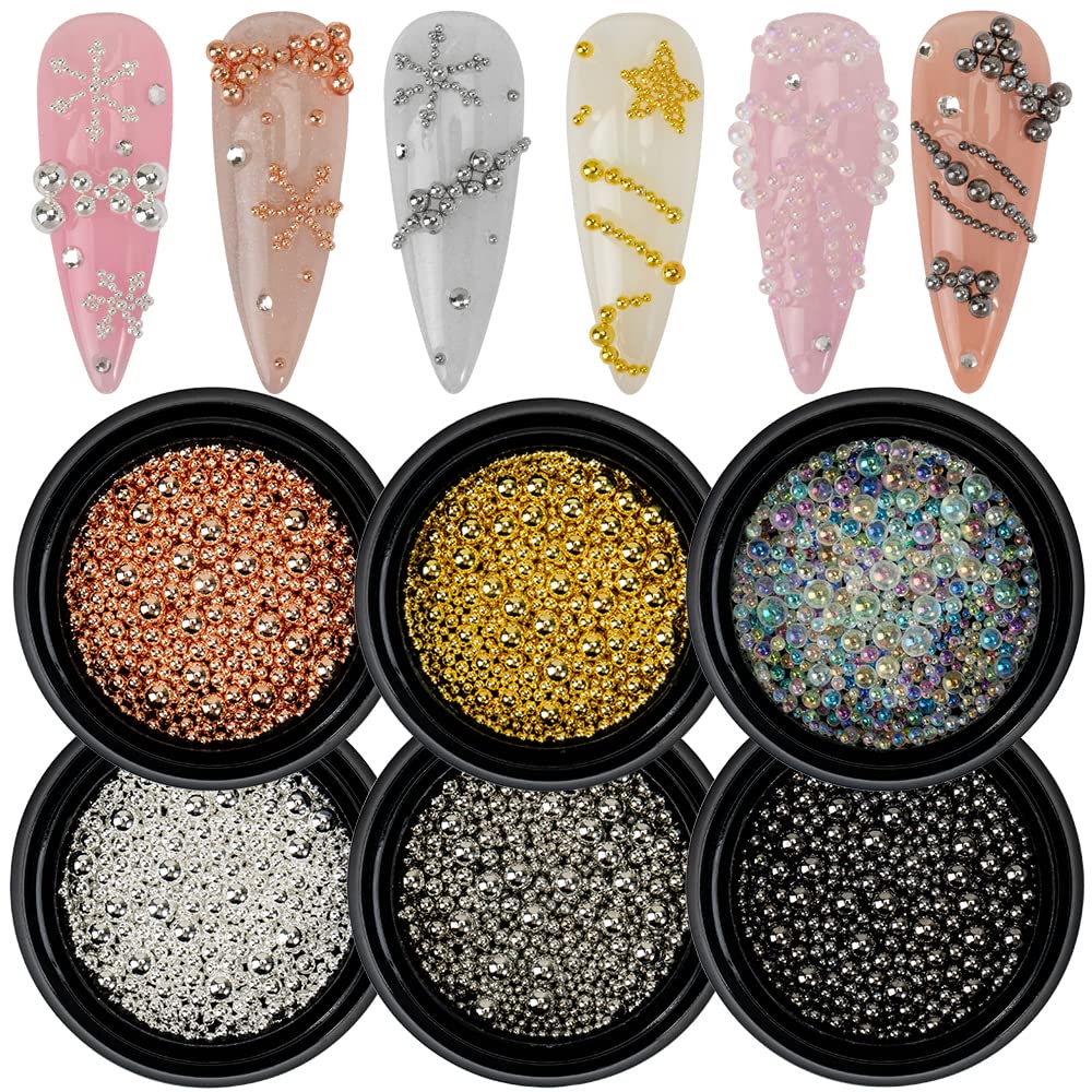 6 boxes of mixed nail rhinestone beads nail art steel beads professional nail decoration crystal rhinestones for nail nails nail art