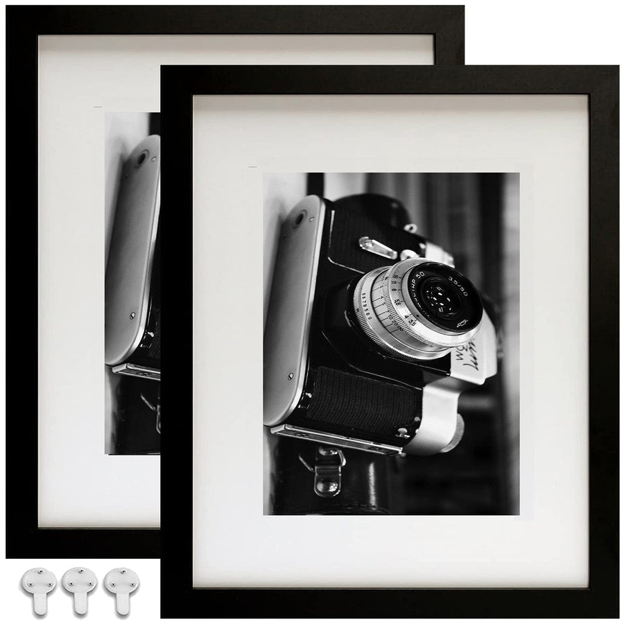 10x12 Picture Frames Set of 2,Black Picture Frame 10x12,Display Pictures 7x9 with Mat or 10x12 without Mat,Multi Photo Frames Collage for Wall Art Decorative or Tabletop Display